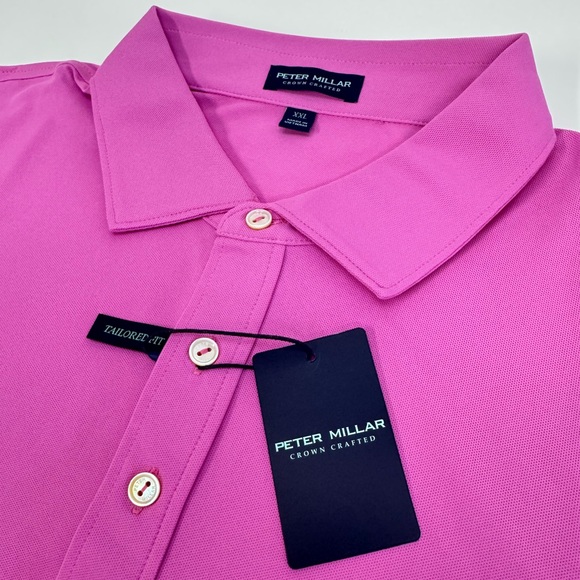 NWT Peter Millar SOUL Performance Jersey Golf Polo Shirt PLOTS Pink‎ XXL